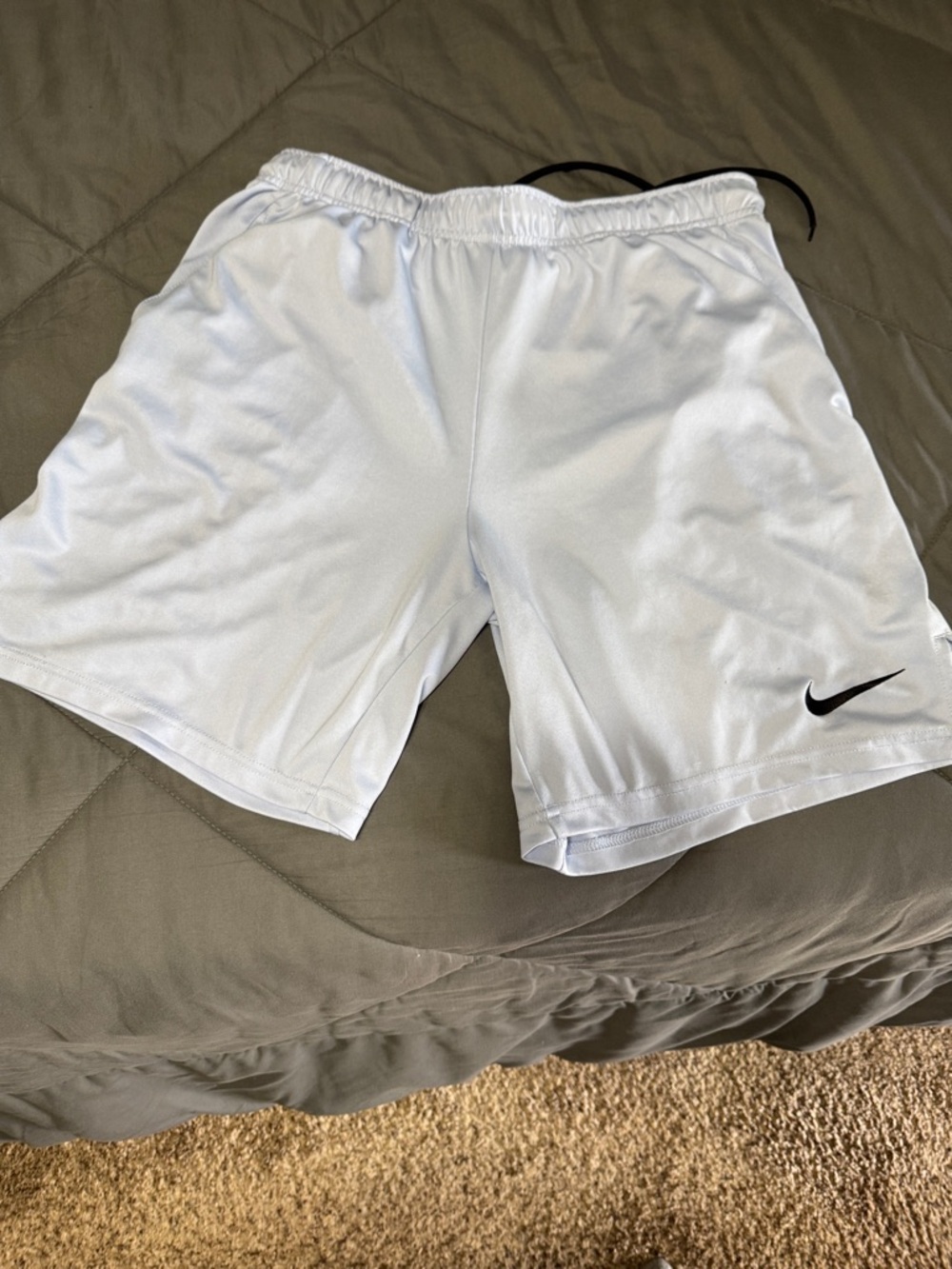 Nike Men’s Light Blue Athletic Shorts with Black Swoosh
